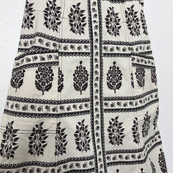 Anthropologie Woodblock Midi Dress Floral Print Fit & Flare White Black US 6 - Picture 4 of 11